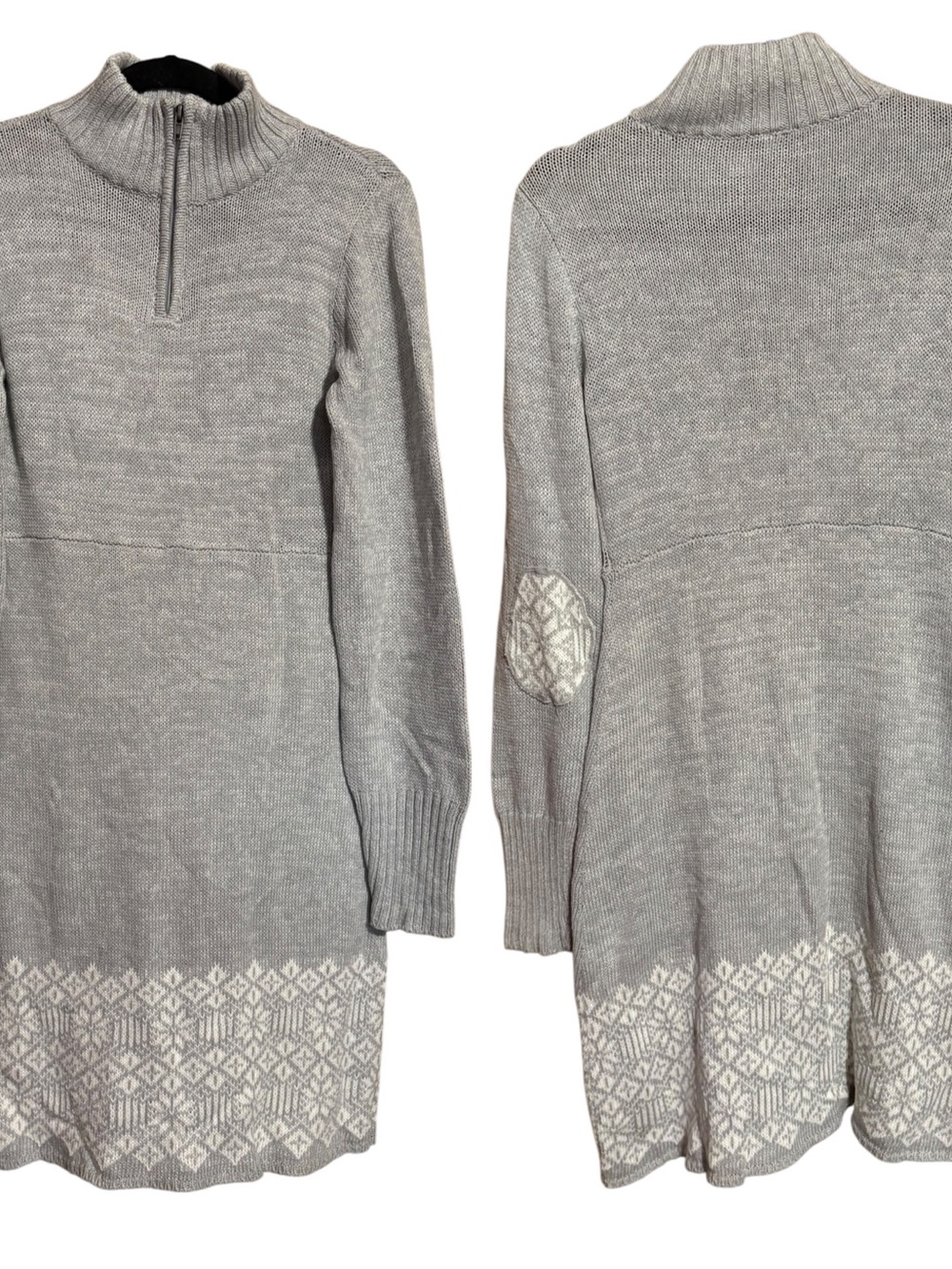 Soybu Gray Nordic Knit Winter High Neck Long Sleeve Comfy Sweater Dress Size S